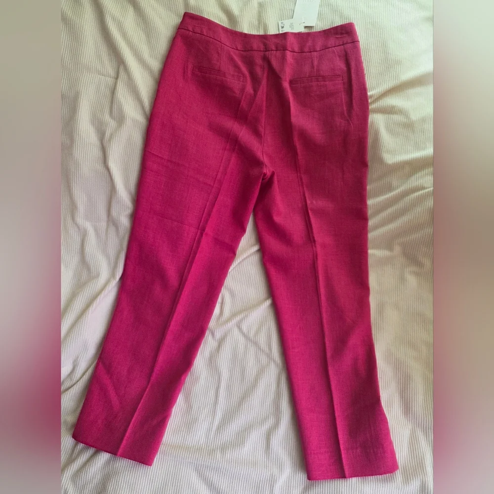Zara High-waisted Slim Linen Pants Fuschia ZW COllection Bnwt